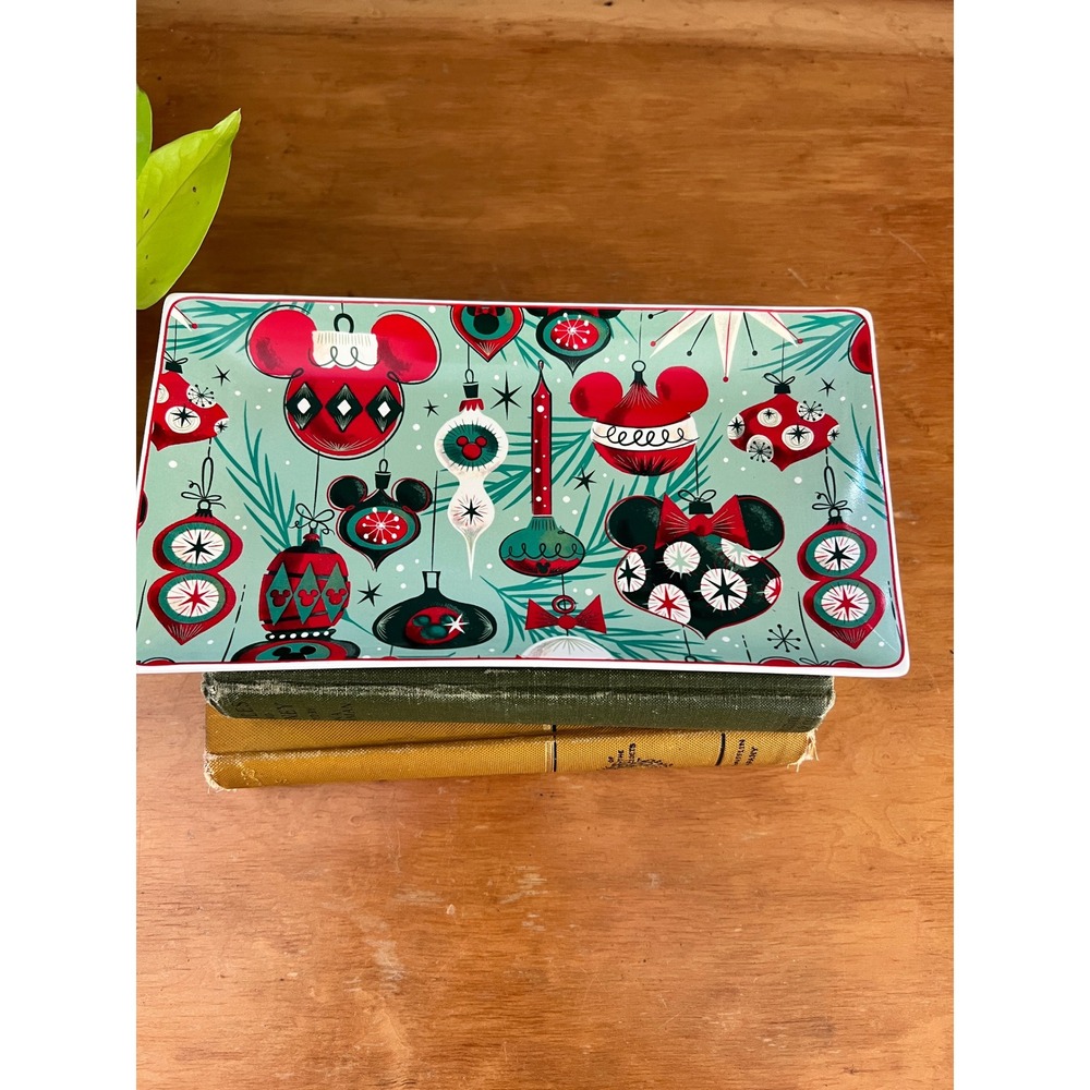 Disney Parks Mickey Mouse Holiday Ornament Ceramic Rectangular  Tray